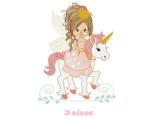 Fairy embroidery designs - Fairy with unicorn embroidery design machine embroidery pattern - Fairy digital design baby girl embroidery file