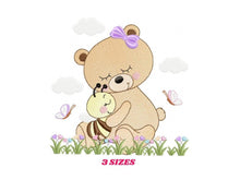 Carica l&#39;immagine nel visualizzatore di Gallery, Bear embroidery designs - Baby girl embroidery design machine embroidery pattern - Bear with bee embroidery file - instant download file
