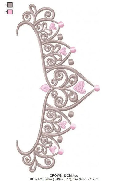 Crown embroidery designs - Princess crown embroidery design machine embroidery pattern - Beauty Pageant Crown design - princess queen crown Marcia Embroidery