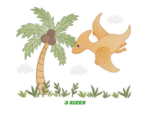 Dinosaur embroidery designs - Dino embroidery design machine embroidery pattern - Baby boy embroidery file Pterodactly Design digital file Marcia Embroidery