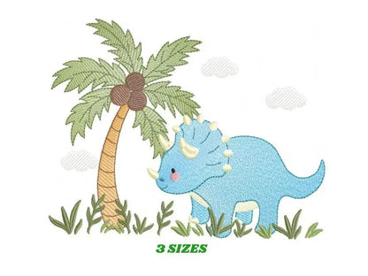 Dinosaur embroidery designs - Dino embroidery design machine embroidery pattern - Baby boy embroidery file Triceratops Design digital file Marcia Embroidery