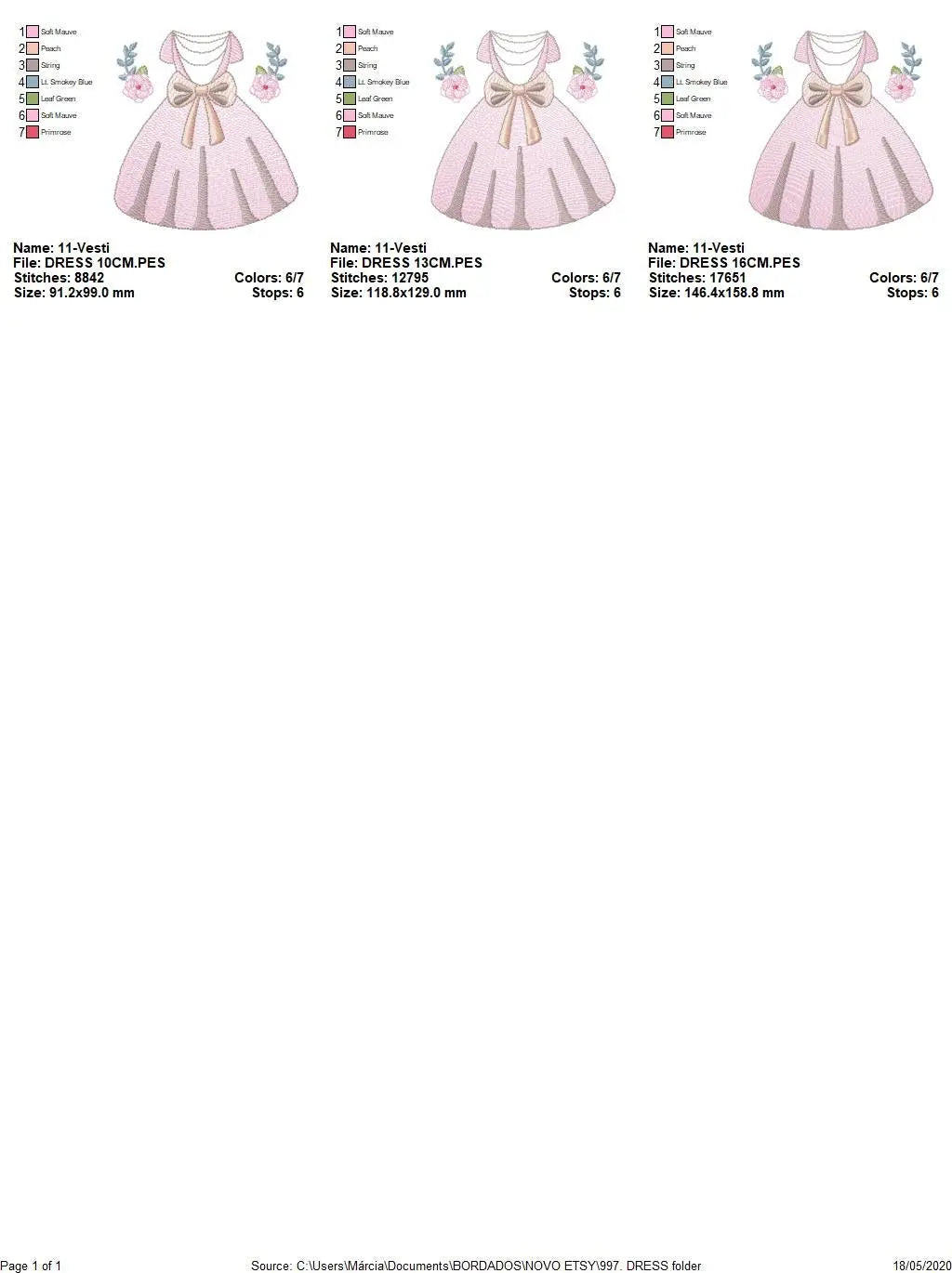 Princess ball dress embroidery designs - Gown machine embroidery pattern - Baby girl file - Pink Ball Dress with flowers - Instant download Marcia Embroidery