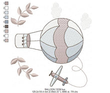 Load image into Gallery viewer, Balloon embroidery designs - Hot air balloon embroidery design machine embroidery pattern - Sky clouds embroidery file - instant download
