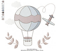 Laden Sie das Bild in den Galerie-Viewer, Balloon embroidery designs - Hot air balloon embroidery design machine embroidery pattern - Sky clouds embroidery file - instant download
