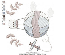 Carica l&#39;immagine nel visualizzatore di Gallery, Balloon embroidery designs - Hot air balloon embroidery design machine embroidery pattern - Sky clouds embroidery file - instant download
