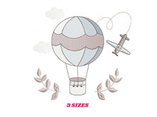 Cargar imagen en el visor de la galería, Balloon embroidery designs - Hot air balloon embroidery design machine embroidery pattern - Sky clouds embroidery file - instant download
