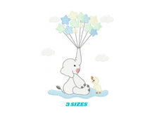 Load image into Gallery viewer, Elephant embroidery designs - Animal embroidery design machine embroidery pattern - Baby boy embroidery file - elephant with balloons sky
