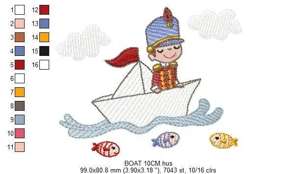 Paper boat embroidery designs - Soldier embroidery design machine embroidery pattern - baby boy embroidery file - instant download  digital Marcia Embroidery