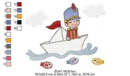 Paper boat embroidery designs - Soldier embroidery design machine embroidery pattern - baby boy embroidery file - instant download  digital Marcia Embroidery