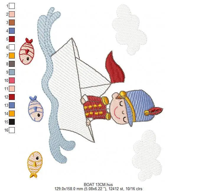 Paper boat embroidery designs - Soldier embroidery design machine embroidery pattern - baby boy embroidery file - instant download  digital Marcia Embroidery