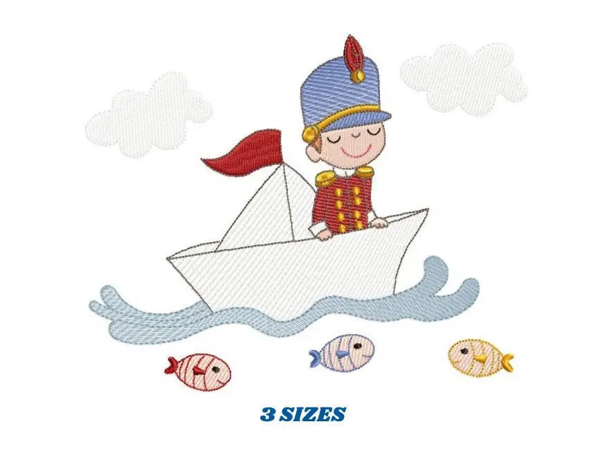 Paper boat embroidery designs - Soldier embroidery design machine embroidery pattern - baby boy embroidery file - instant download  digital Marcia Embroidery