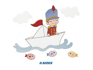 Paper boat embroidery designs - Soldier embroidery design machine embroidery pattern - baby boy embroidery file - instant download  digital