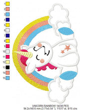 Laden Sie das Bild in den Galerie-Viewer, Unicorn embroidery designs - Rainbow embroidery design machine embroidery pattern - Baby girl embroidery file - Unicorn rainbow applique
