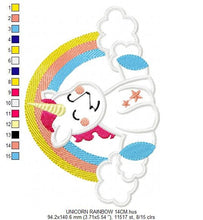 Charger l&#39;image dans la galerie, Unicorn embroidery designs - Rainbow embroidery design machine embroidery pattern - Baby girl embroidery file - Unicorn rainbow applique
