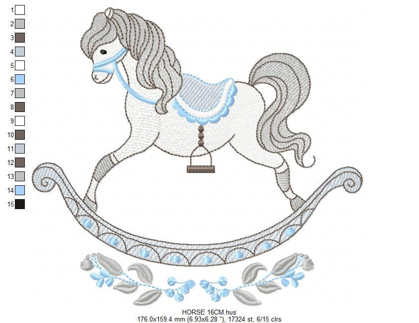 Toy Horse embroidery design - Baby boy embroidery designs machine embroidery pattern - Horse toy embroidery file - instant download pes jef