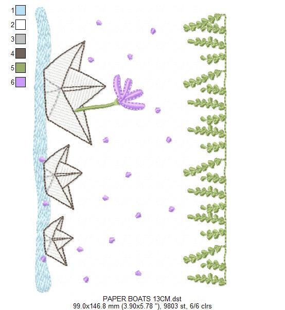 Paper boats embroidery designs - Kitchen embroidery design machine embroidery pattern - baby boy embroidery file - instant download  digital