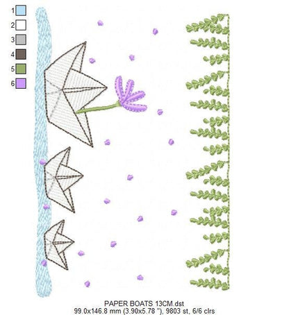 Paper boats embroidery designs - Kitchen embroidery design machine embroidery pattern - baby boy embroidery file - instant download  digital