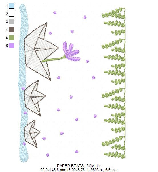 Paper boats embroidery designs - Kitchen embroidery design machine embroidery pattern - baby boy embroidery file - instant download  digital