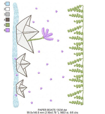 Paper boats embroidery designs - Kitchen embroidery design machine embroidery pattern - baby boy embroidery file - instant download  digital