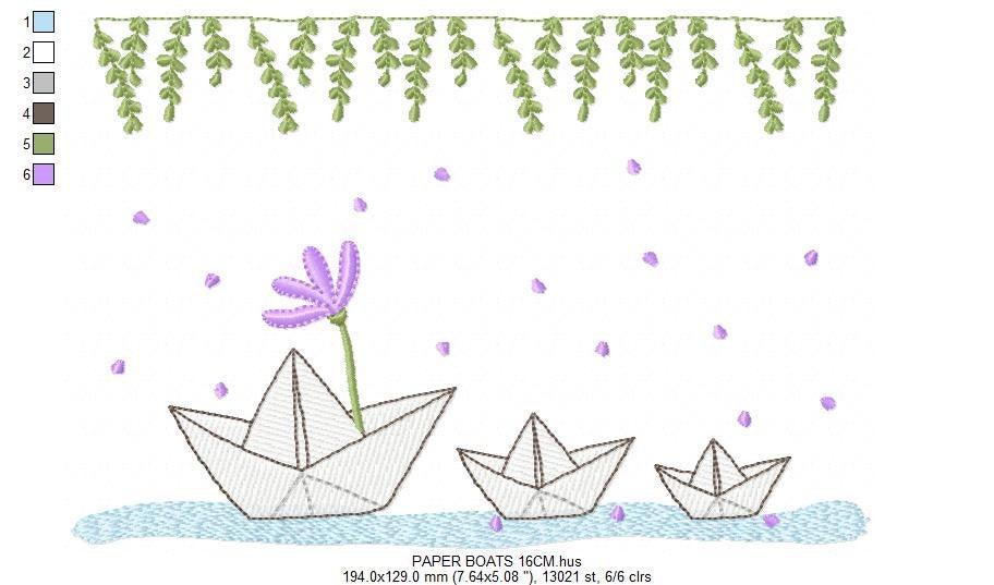 Paper boats embroidery designs - Kitchen embroidery design machine embroidery pattern - baby boy embroidery file - instant download  digital