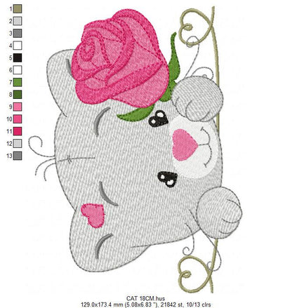 Cat embroidery design - Kitty embroidery designs machine embroidery pattern - Pet embroidery file - Baby girl embroidery Kitchen cloth Apron