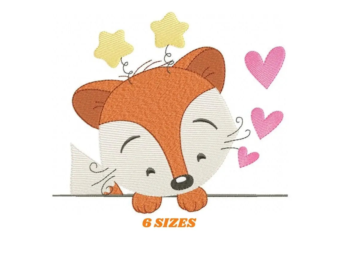 Peek a boo  Red Fox embroidery designs - Woodland animals embroidery design machine embroidery pattern - baby boy embroidery file pes jef Marcia Embroidery