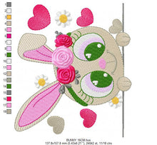 Cargar imagen en el visor de la galería, Bunny embroidery design - Rabbit embroidery designs machine embroidery pattern - baby embroidery file - kid embroidery rabbit with flowers
