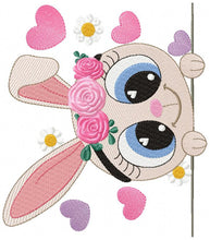 Charger l&#39;image dans la galerie, Bunny embroidery design - Rabbit embroidery designs machine embroidery pattern - baby embroidery file - kid embroidery rabbit with flowers
