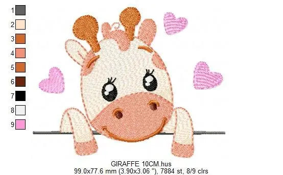 Peek a boo Giraffe embroidery design - Animal embroidery designs machine embroidery pattern - Baby girl embroidery file - instant download Marcia Embroidery