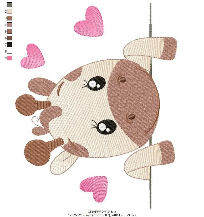 Peek a boo Giraffe embroidery design - Animal embroidery designs machine embroidery pattern - Baby girl embroidery file - instant download Marcia Embroidery