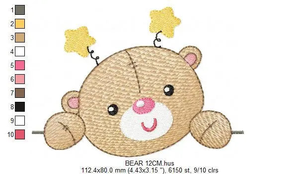 Bear embroidery designs - Bear peek a boo embroidery design machine embroidery pattern - cute teddy bear embroidery file - instant download Marcia Embroidery