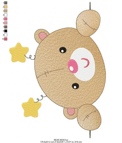 Bear embroidery designs - Bear peek a boo embroidery design machine embroidery pattern - cute teddy bear embroidery file - instant download Marcia Embroidery