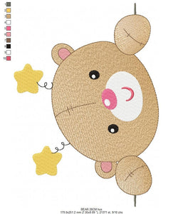 Bear embroidery designs - Bear peek a boo embroidery design machine embroidery pattern - cute teddy bear embroidery file - instant download