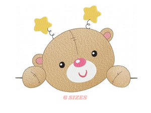 Bear embroidery designs - Bear peek a boo embroidery design machine embroidery pattern - cute teddy bear embroidery file - instant download