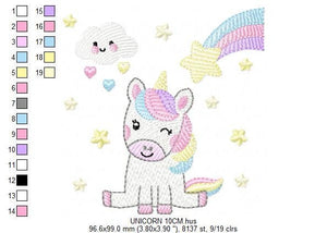 Unicorn embroidery designs - Baby Girl embroidery design machine embroidery pattern - Fantasy embroidery - newborn layette rainbow design