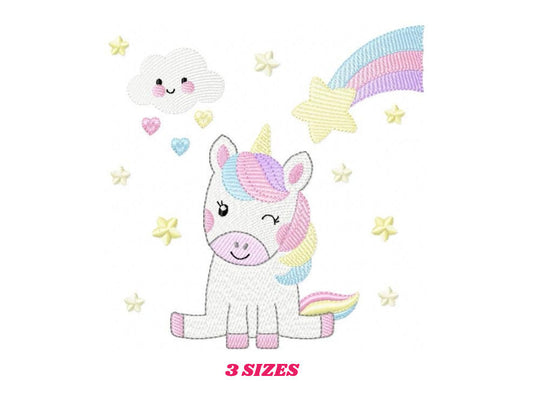 Unicorn embroidery designs - Baby Girl embroidery design machine embroidery pattern - Fantasy embroidery - newborn layette rainbow design