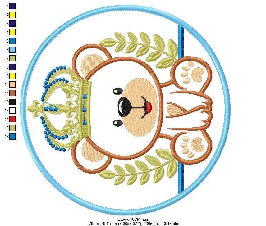 Teddy Bear embroidery designs - Baby Boy embroidery design machine embroidery pattern - kid embroidery file - King Bear applique Tag wreath Marcia Embroidery