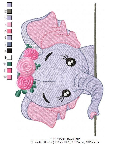 Elephant embroidery designs - Animal embroidery design machine embroidery pattern - Baby girl embroidery file - kid embroidery Towel pillow