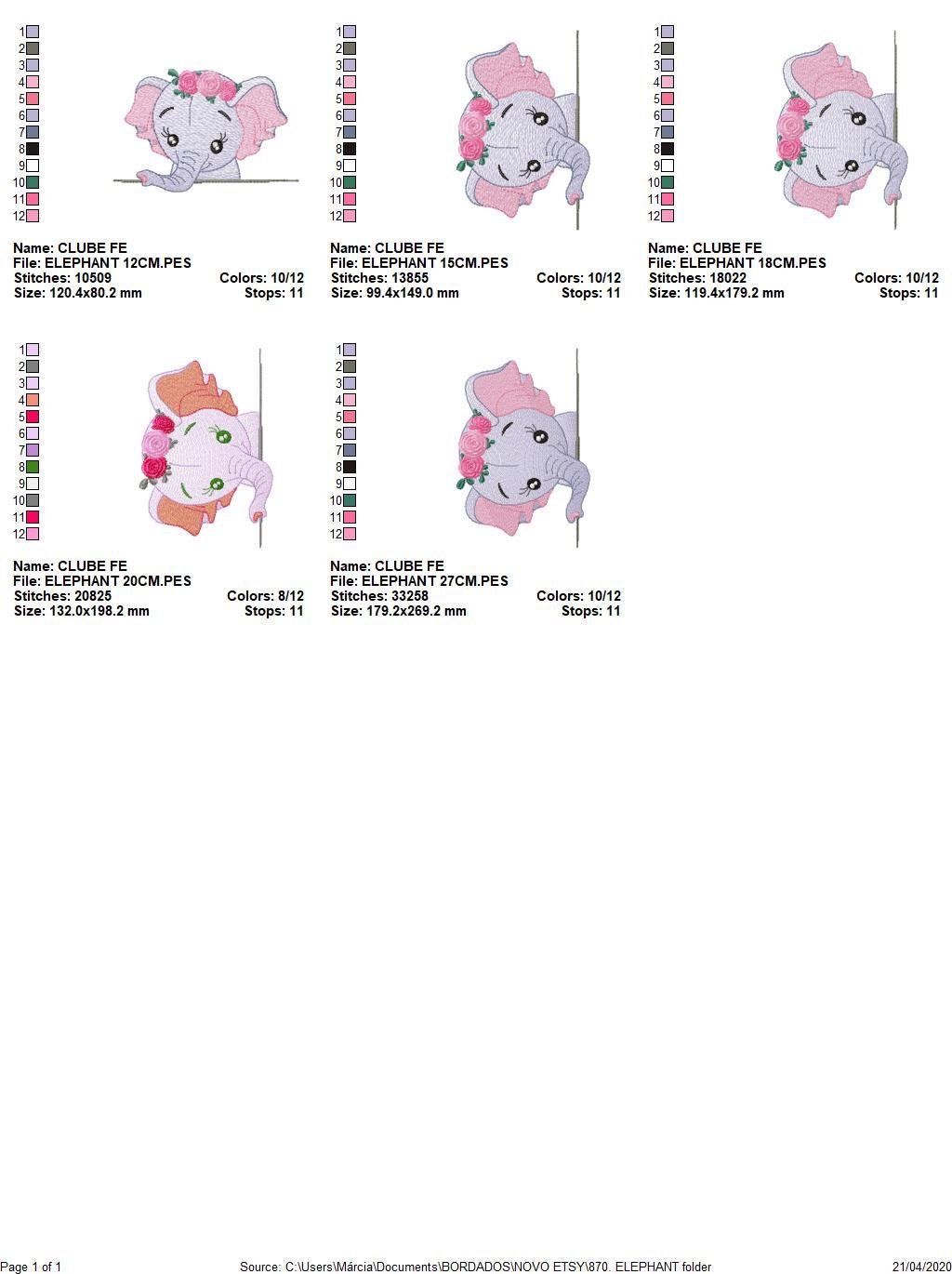 Elephant embroidery designs - Animal embroidery design machine embroidery pattern - Baby girl embroidery file - kid embroidery Towel pillow