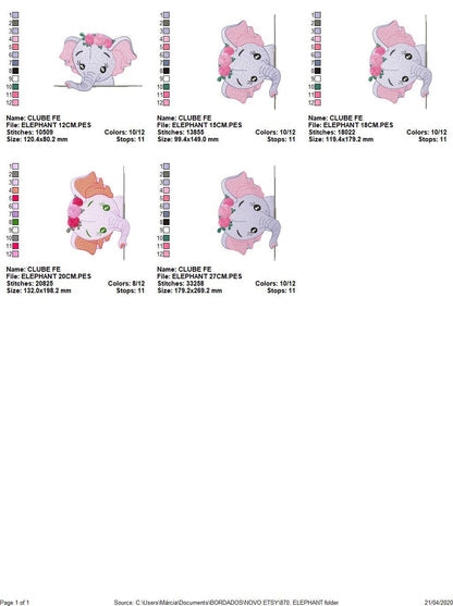 Elephant embroidery designs - Animal embroidery design machine embroidery pattern - Baby girl embroidery file - kid embroidery Towel pillow