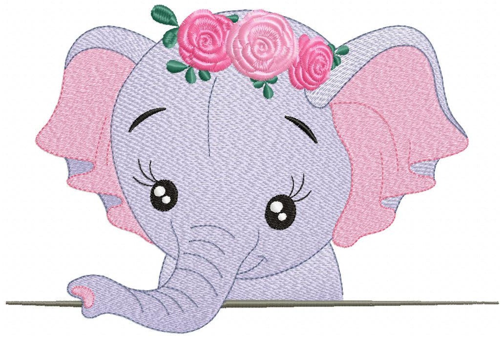 Elephant embroidery designs - Animal embroidery design machine embroidery pattern - Baby girl embroidery file - kid embroidery Towel pillow