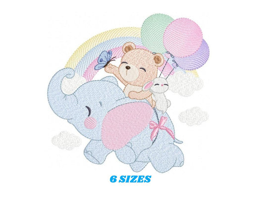 Elephant embroidery designs - Animal embroidery design machine embroidery pattern - Baby girl embroidery file - kid embroidery Towel pillow