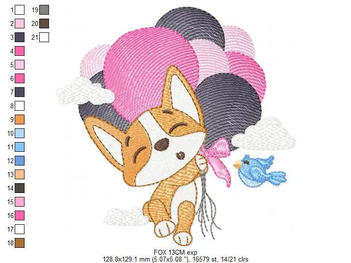 Fox embroidery designs - Hot air balloon embroidery design machine embroidery pattern - Animal embroidery file - woodland animals download Marcia Embroidery