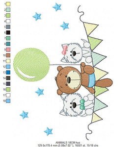 Bear embroidery designs - Animals embroidery design machine embroidery pattern - Dog embroidery file - baby boy embroidery instant download
