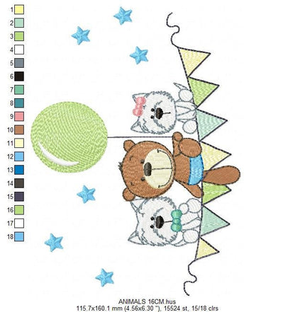 Bear embroidery designs - Animals embroidery design machine embroidery pattern - Dog embroidery file - baby boy embroidery instant download