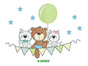 Bear embroidery designs - Animals embroidery design machine embroidery pattern - Dog embroidery file - baby boy embroidery instant download