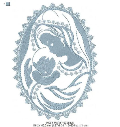 Holy Mary embroidery designs - Holy embroidery design machine embroidery pattern - Catholic embroidery file - Hail Mary religious embroidery Marcia Embroidery