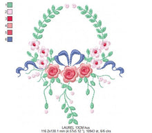 Cargar imagen en el visor de la galería, Monogram Frame embroidery designs - Flower embroidery design machine embroidery pattern - Rose wreath embroidery file - baby girl embroidery
