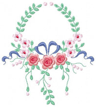 Cargar imagen en el visor de la galería, Monogram Frame embroidery designs - Flower embroidery design machine embroidery pattern - Rose wreath embroidery file - baby girl embroidery
