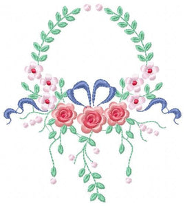 Monogram Frame embroidery designs - Flower embroidery design machine embroidery pattern - Rose wreath embroidery file - baby girl embroidery